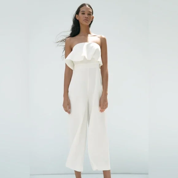 NWT ZARA STRAIGHT NECK CAPE JUMPSUIT - Picture 1 of 8